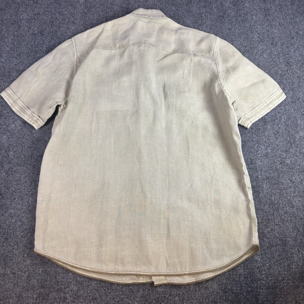 Tommy Bahama Jeans Mens M Light Green 100% Linen Short Sleeve Button Down Shirt - Picture 8 of 8